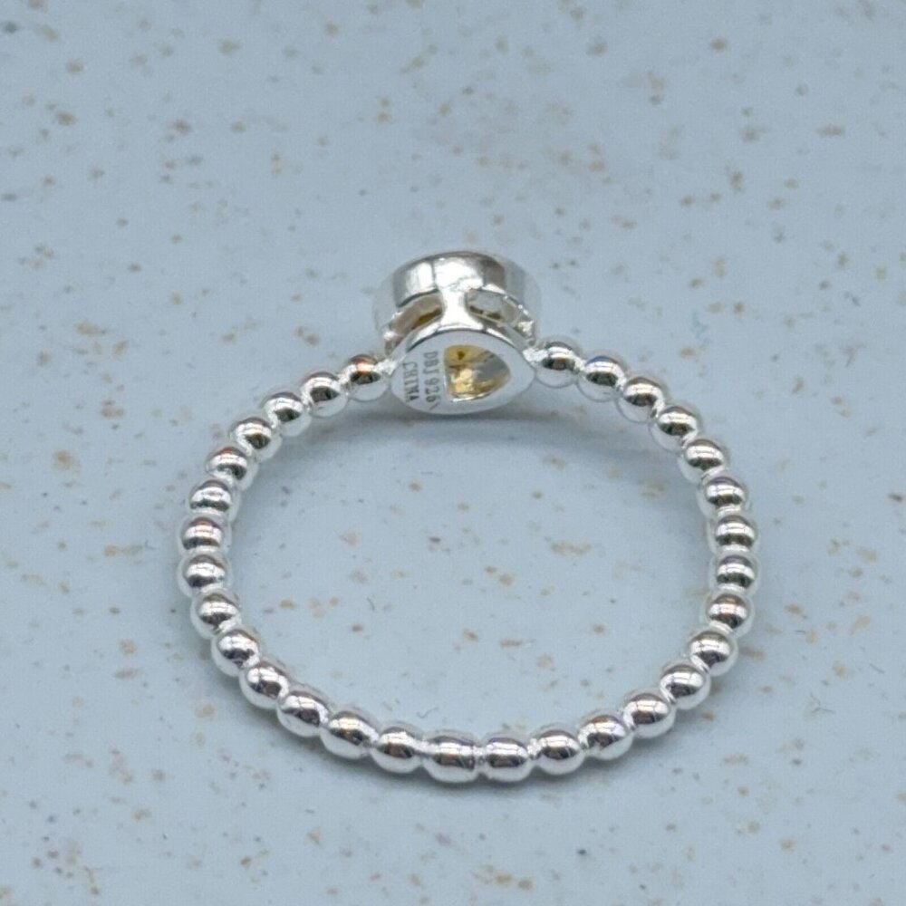 Sevilla Sterling Silver Ring 0.42ct Citrine Faceted Gemstone Beaded Detail 8.75 - Picture 6 of 8